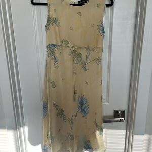 No Boundaries Yellow Dress with Blue and Green Floral Print